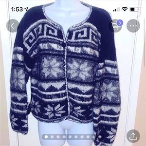 Peruvian Trading Co black and grey wool cardigan M